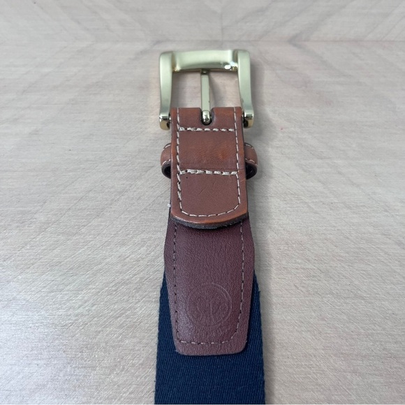 Torino Woven European Ribbed Striped Surcingle Belt Navy/Red Men's Size Medium - Picture 8 of 9